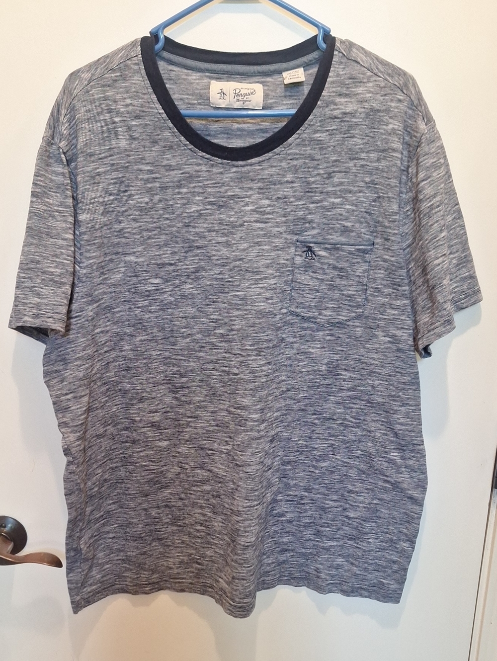 Heathered Gray-Blue Short Sleeve Pocket Tee